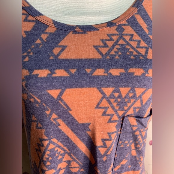 ❌SOLD〽️Lularoe Carly Heathered Coral Blue Aztec Print Dress - Picture 4 of 9